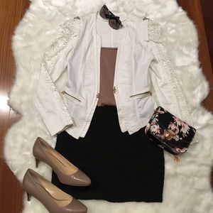Vintage white lace blazer jacket